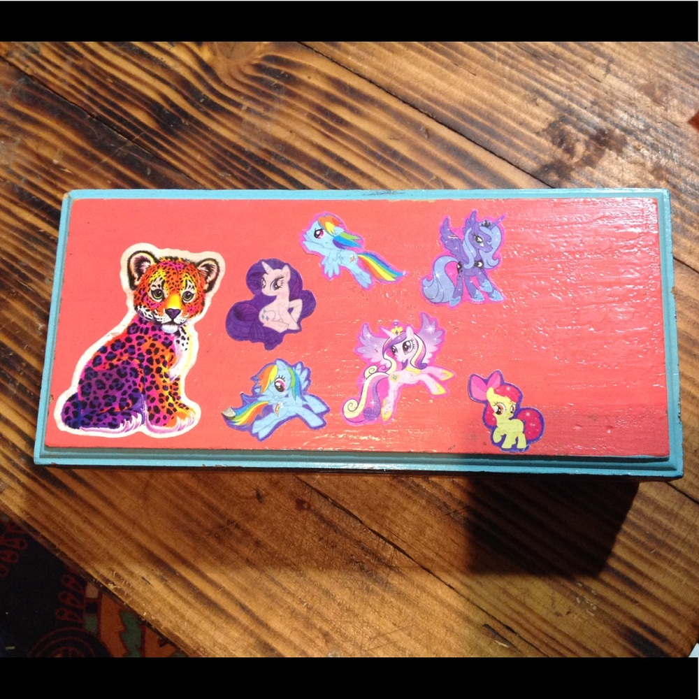 Painted wooden Lisa frank box